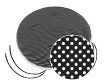 Sedák Adéla kulatý hladký - průměr 40 cm puntík černobílý - obšitý bílou bavlněnou stuhou