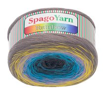 Příze SpagoYarn Rainbow Kávová,Žlutá,Fialová,Tyrkysová,Šedá 10 250g / 1000 m