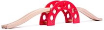 WOODY DŘEVO Most červený oblouk s kolejemi doplněk k vláčkodráze