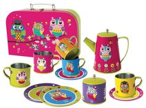 Nádobí dětské kovové sovičky set 8ks v kufříku plech