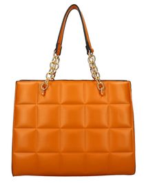 Stylová elegantní kabelka do ruky s oušky na řetízku hnědá