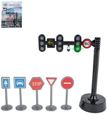 Semafor silniční set s dopravními značkami na baterie Světlo Zvuk