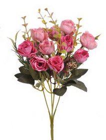 Umělá kytice růže - růžová