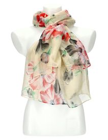 Dámský letní barevný šátek v motivu květů 180x90 cm béžová