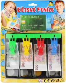 Set dětské české peníze pokladna zásuvka s penězi a kreditní kartou