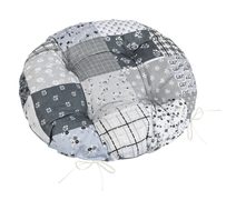 Sedák Adéla prošívaný kulatý - průměr 40 cm Patchwork šedá