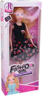 Panenka fashion 29cm letní černé krátké šaty s rybičkami v krabici