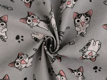 Bavlněná metráž / imitace lnu hrubší, kočka METRÁŽ