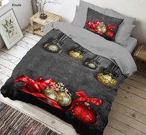 3D povlečení 140x200, 70x90cm Vánoční koule