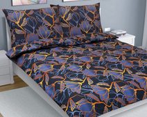 Povlečení bavlna na dvoudeku - 200x220, 2ks 70x90 cm (200 cm šířka x 220 cm délka prodloužená) Květ tm.modrá