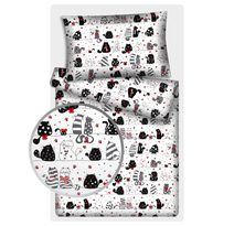 Povlečení hladká bavlna LUX - Kočky na rande 140x200+70x90 cm