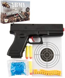 Pistole dětská zbraň na vodní + gumové kuličky 6mm + pěnové soft náboje 3v1