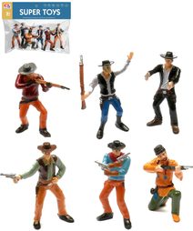 Kovbojové se zbraněmi plastové akční figurky 9cm set 6ks v sáčku