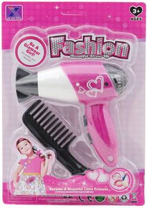 Kadeřnický dětský herní set fén s hřebínkem na baterie 2 barvy