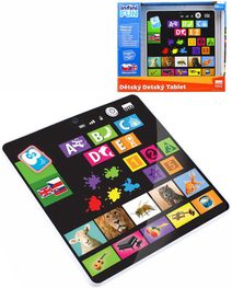 Tablet dětský naučný interaktivní trojjazyčný CZ na baterie v krabici