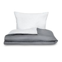 Saténové francouzské prodloužené povlečení LUXURY COLLECTION 1+2, 240x220, 70x90cm tmavě šedé / bílé