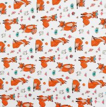 Látka - elastický úplet s potiskem Oranžová 48/403 šířka 175 cm