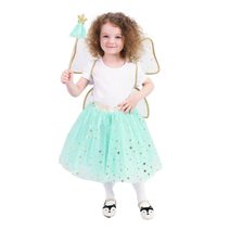Dětský kostým tutu sukně zelená víla s hůlkou a křídly