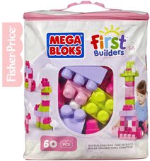 MEGA BLOKS Stavebnice 60 dílků v plastové tašce pro holky