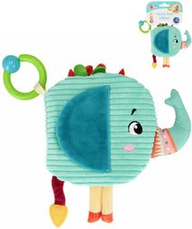 BAM BAM Baby knížka textilní měkká sloník s chrastítkem pro miminko