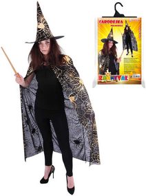 KARNEVAL Set plášť čarodějnický + klobouk pavučina dospělý KOSTÝM
