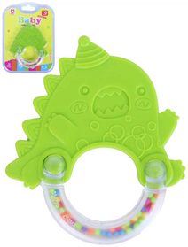 Baby chrastítko a kousátko dinosaurus plastové na kartě pro miminko