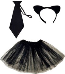 KARNEVAL Šaty sukně kočka set s čelenkou a kravatou *KOSTÝM*