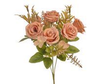 Kytice růžiček s listy - oranžová