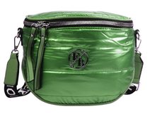 Moderní dámská crossbody kabelka / ledvinka metalická zelená