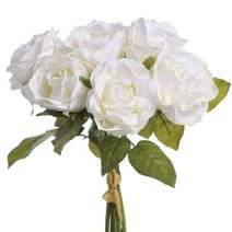 Umělé růže 7 cm (6 ks) - bílá