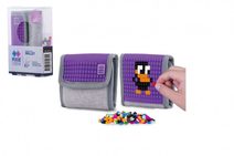 Peněženka Pixie Crew látková se silikonovým panelem + pixely šedá/fialová v blistru 11x15cm