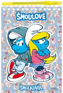 AKIM Psací sada Šmoulové blok A5 s kroužkovou vazbou + kuličkové pero