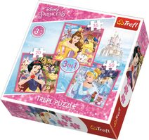 PUZZLE 3v1 Disney Princezny Kouzelný svět skládačka 20x19,5cm 20-50dílků