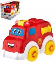 Autíčko baby veselé s obličejem hasiči na baterie Světlo Zvuk