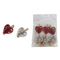 Klip srdce, 6 ks D6031 - 3,5 × 4,8 × 1,8 cm