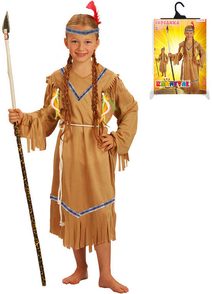KARNEVAL Šaty Indiánka s čelenkou vel. S (110-120cm) 4-6 let *KOSTÝM*