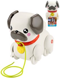 FISHER PRICE Baby pes mopslík chodící tahací na kolečkách plast