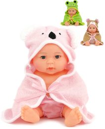 Panenka miminko v ručníku s kapucí 22cm zvířátko 3 druhy