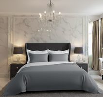 Saténové povlečení LUXURY COLLECTION tmavě šedé/bílé