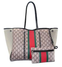 Neoprenová dámská plážová taška voděodolná béžovo-červená NG34