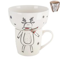 Hrnek + miska porcelánový set sob 350 ml O0501