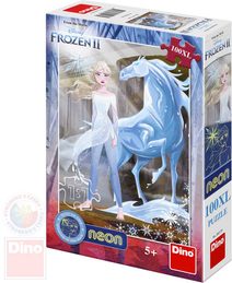 DINO Puzzle neon Frozen II (Ledové Království) 100 dílků svítí ve tmě skládačka