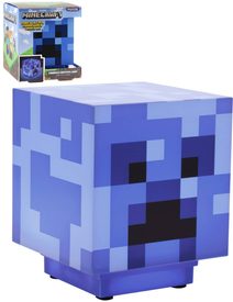 Minecraft Crepper dekorativní modrá lampa na baterie LED Světlo Zvuk