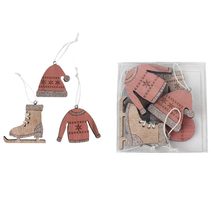 Vánoční ozdoby růžové 6 ks D1767 - 3,5 - 5,5 x 0,7 x 4 - 5 cm