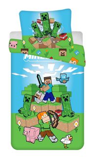 Povlečení bavlna Minecraft Outdoor Mobs 140x200, 70x90 cm