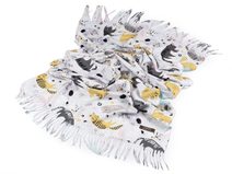 Šátek / šála s třásněmi oboustranná kočky 70x185 cm