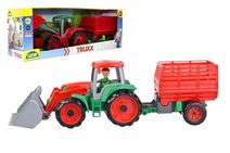 Auto Truxx traktor nakladač s přívěsem na seno s figurkou v krabici