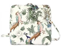 Kožená malá dámská crossbody kabelka s motivem ptáčků
