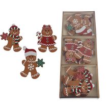 Dekorace perníček, 9 ks D6441 - 4,4 - 5 x 0,2 x 6 - 6,5 cm