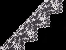 Vyšívaná krajka na monofilu šíře 65 mm METRÁŽ